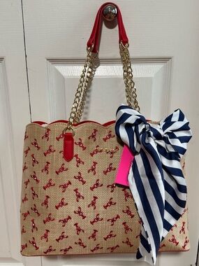Betsey Johnson, Tote Bag with Red Lobster and Removable Scarf Included. NWT